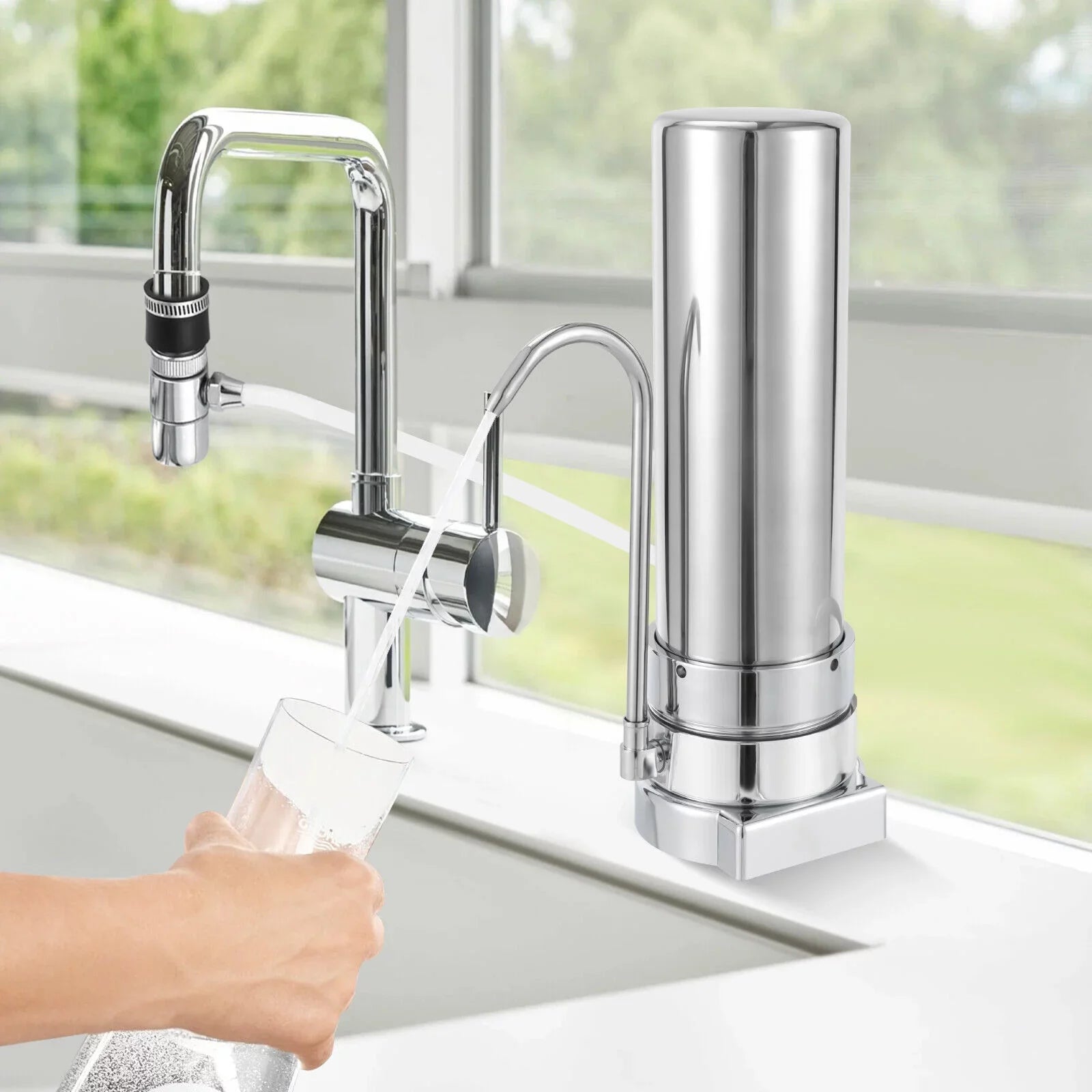 Filter Filtration Countertop Sink Water System Stainless Silver Drinking Tap Filter
