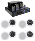 Ceiling Receiver+(8) LED Tube Theater Speakers Rockville Amp/Home 6.5" White