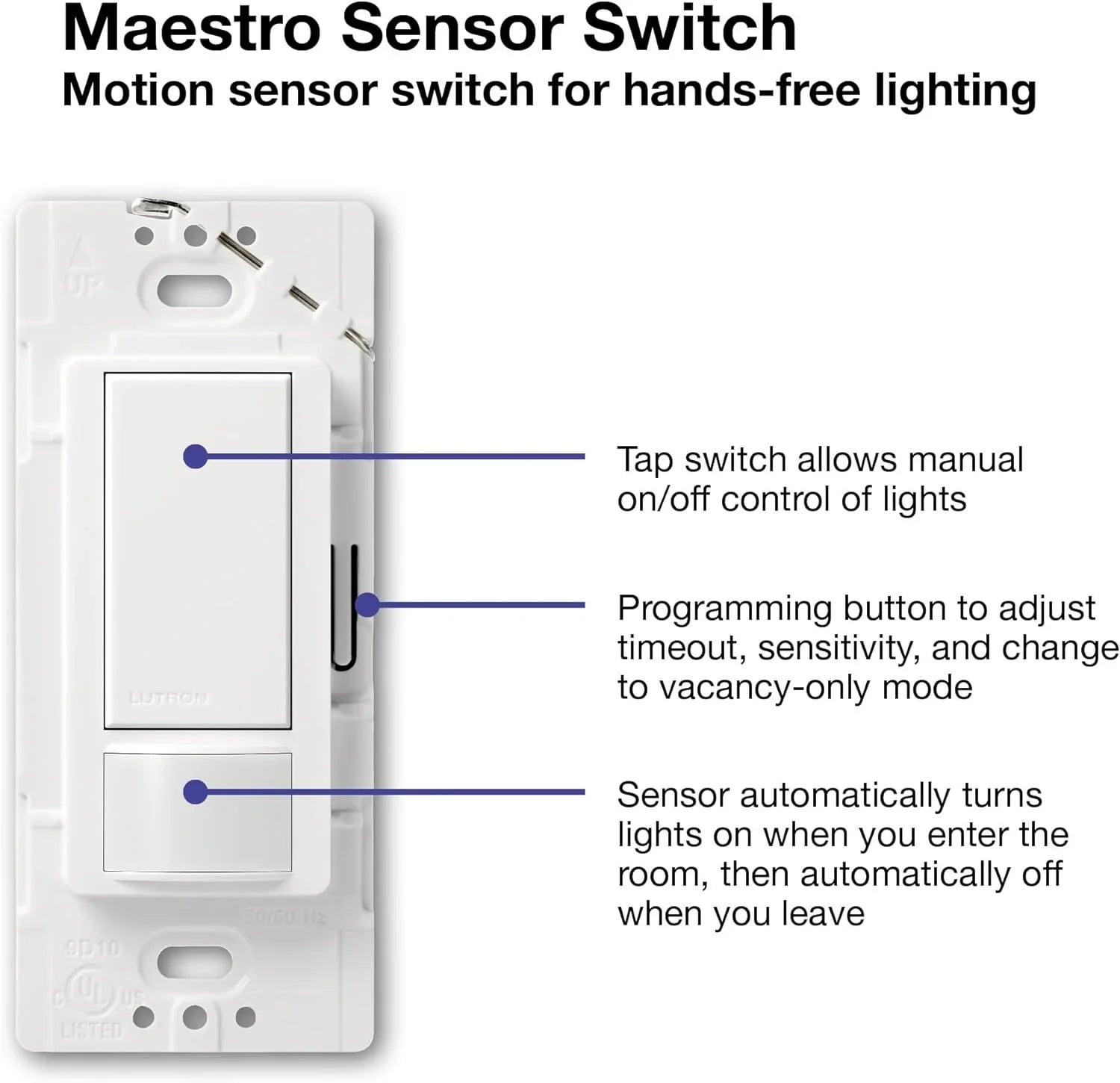 single-pole, neutral white (2-pack), 2a, maestro switch sensor no lutron required, ms-ops2-wh,