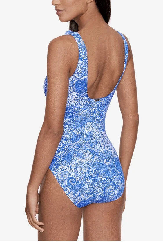 Lauren Ruffled One-Piece Tummy-Control Printed Swimsuit Ralph
