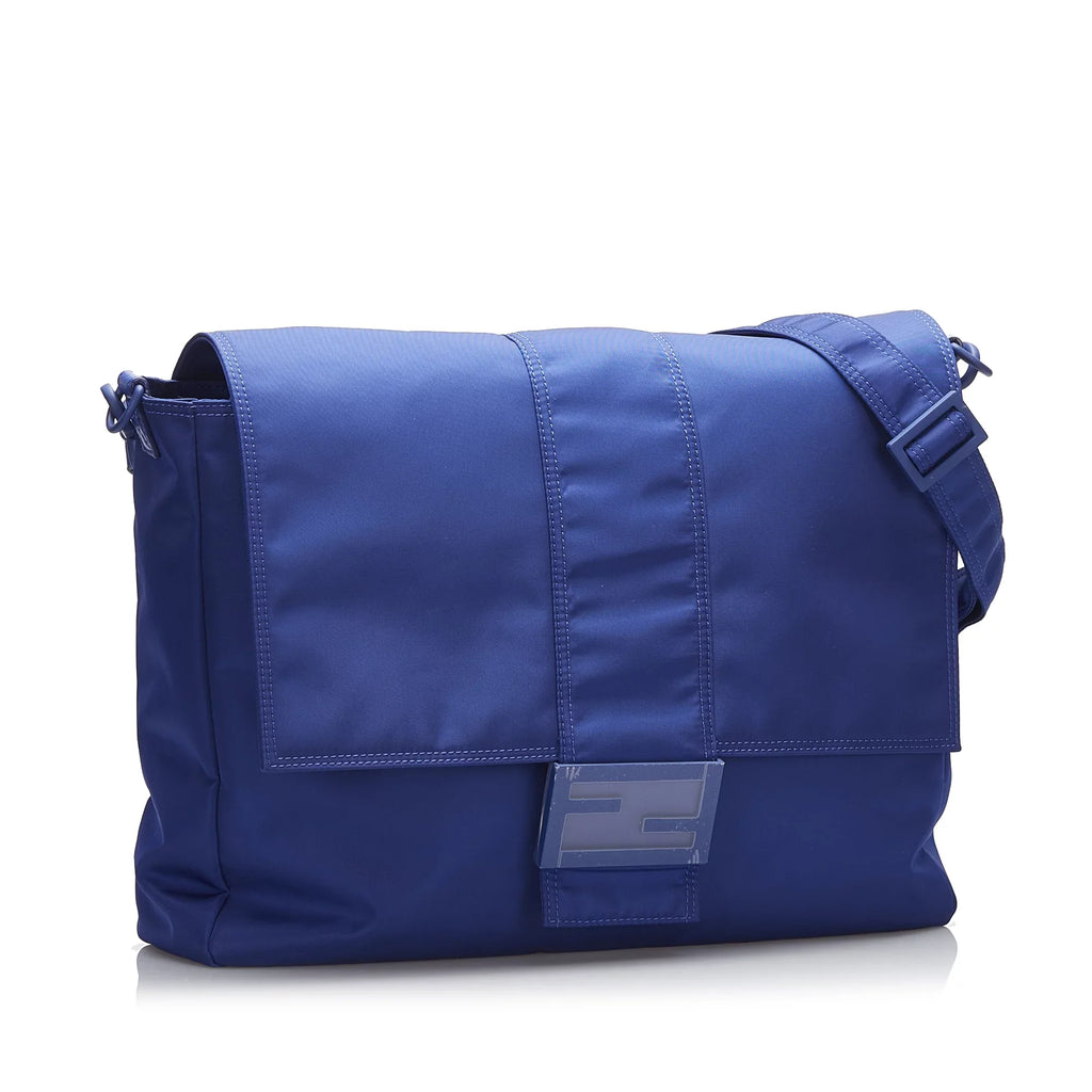 Bag Pre-Owned Lock Crossbody Blue FF Authenticated Unisex Nylon Crossbody (Good) Fendi Fabric