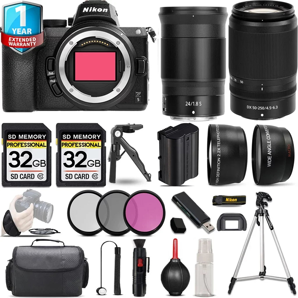 '+ 24mm Lens VR Z5 + + PC 3 64GB Filter S + Camera 50-250mm Set Mirrorless with Nikon f/4.5-6.3 f/1.8 Handbag Lens