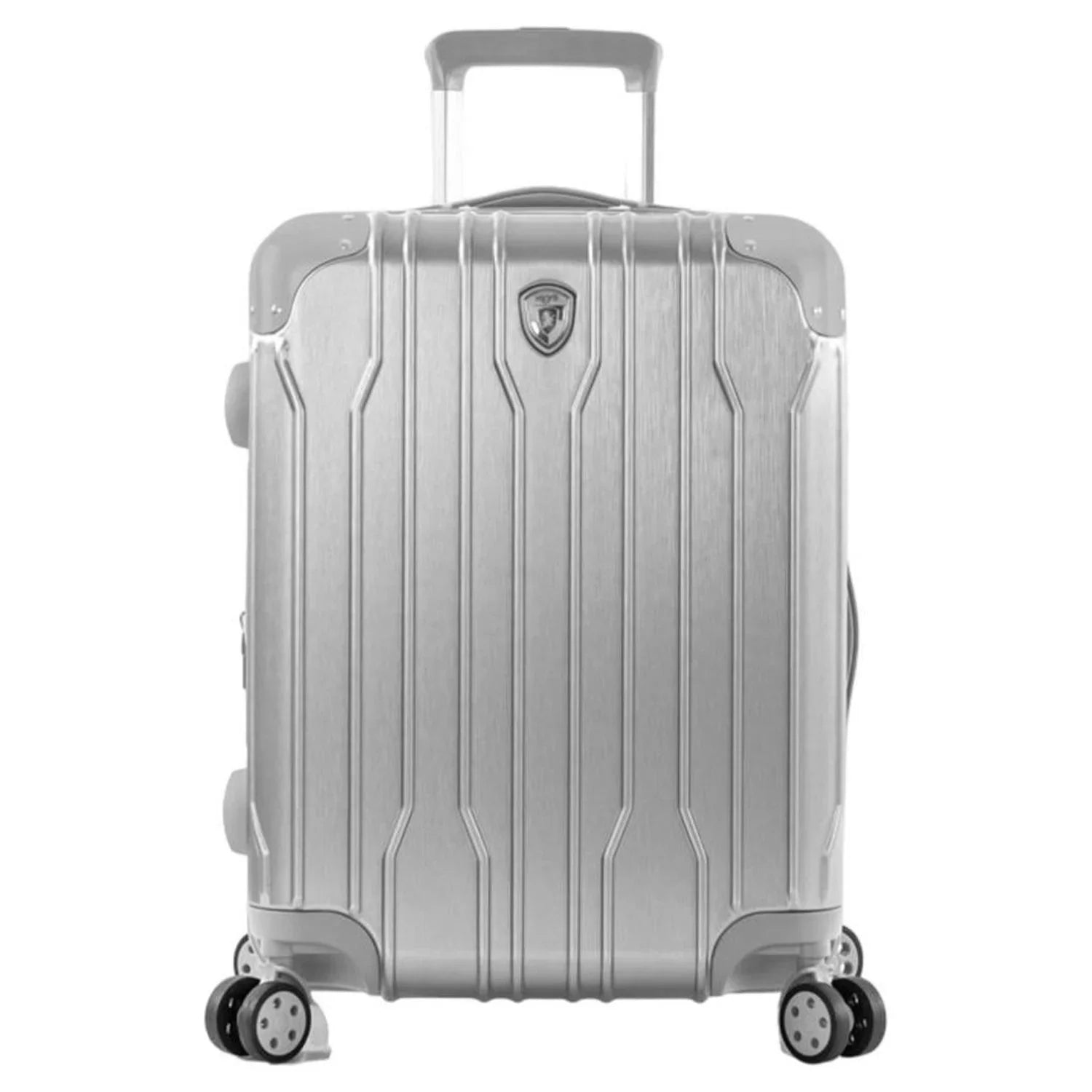 System Lightweight, Carry-On Silver with Lock, Handle Spinner TSA Expandable, Xtrak Heys Wheels Telescopic Luggage 21-Inch Combination