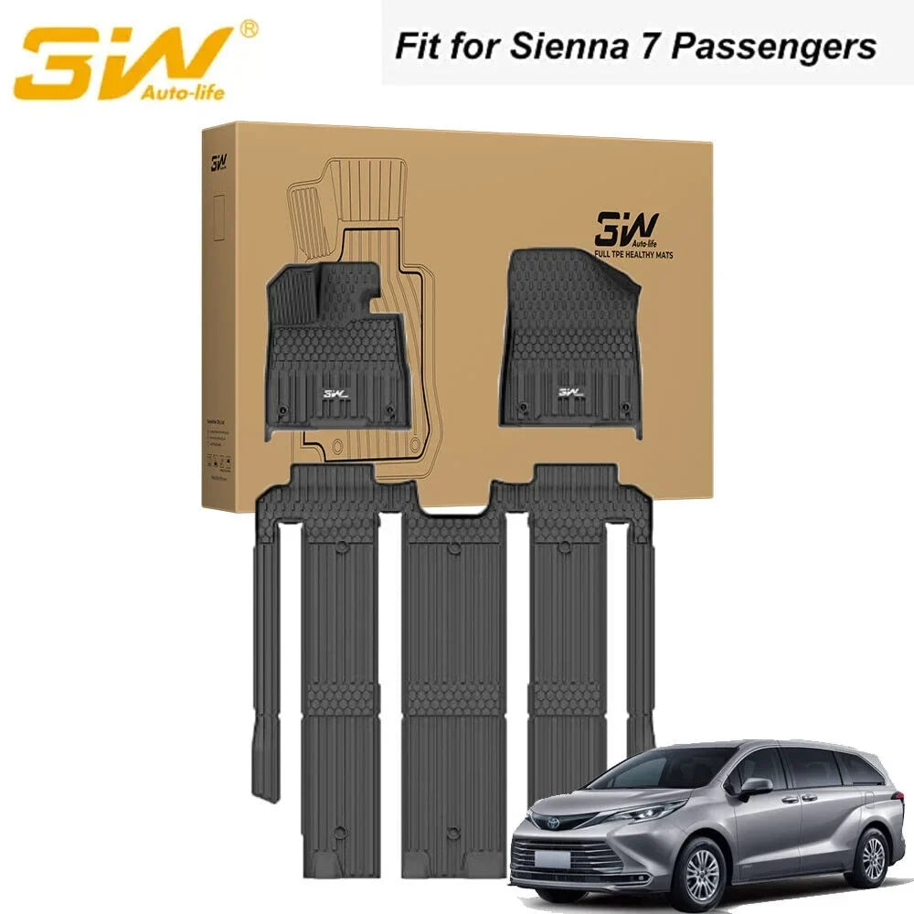 Liner fit Sienna weather Car All Seat for Mats 7 Toyota 7 2021-2024 Floor seat TPE Floor Sienna 3W