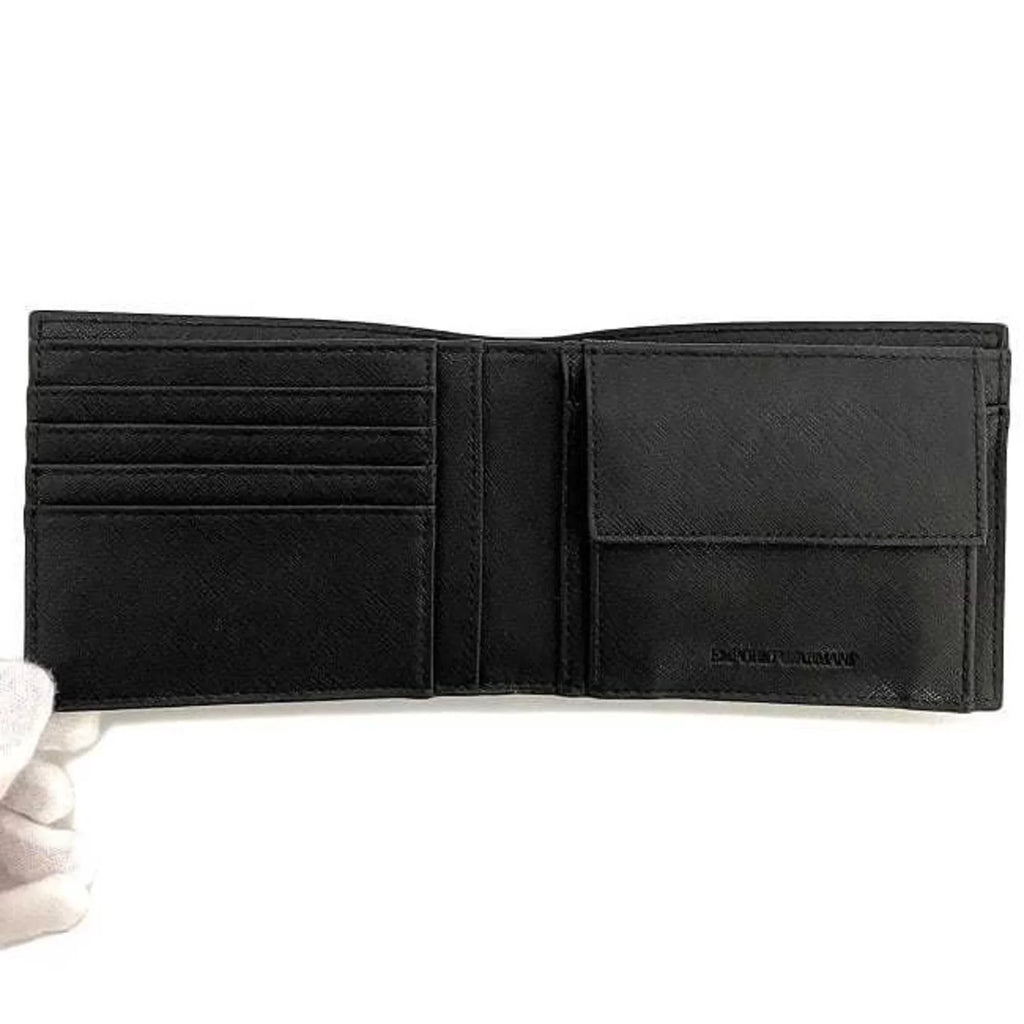 black Y4R165 Pre-Owned (Like folio New) Emporio white EMPORIO ARMANI Armani wallet men's leather