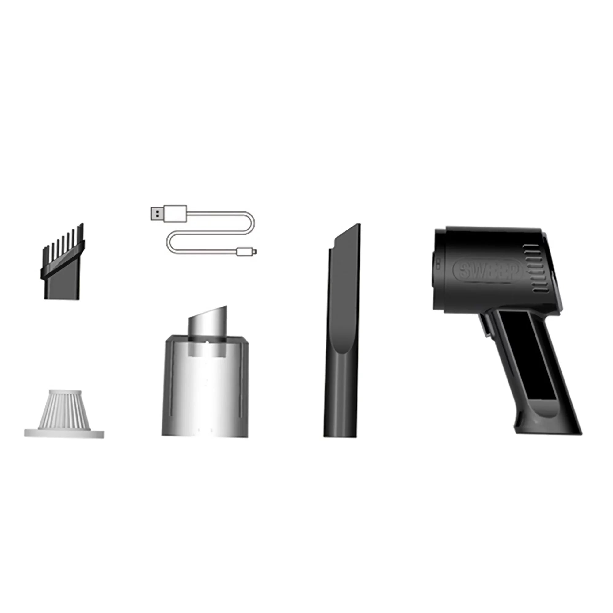 (Black) Wireless and Car Vacuum Mini Vacuum Car Cleaner, K-7 Portable Suction Cleaning Interior Home Powerful for