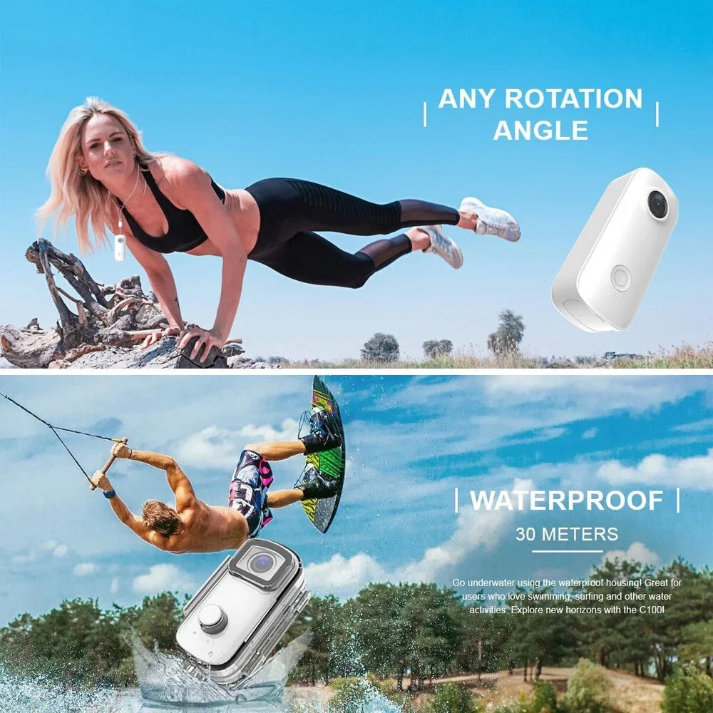 C100 SJCAM Camera Case Action 1080P/30fps Back WiFi Waterproof Digital with Camera Video APP Built-in Magnetic Lanyard Mini Clip Body Connection Battery Sharing 30M Waterproof