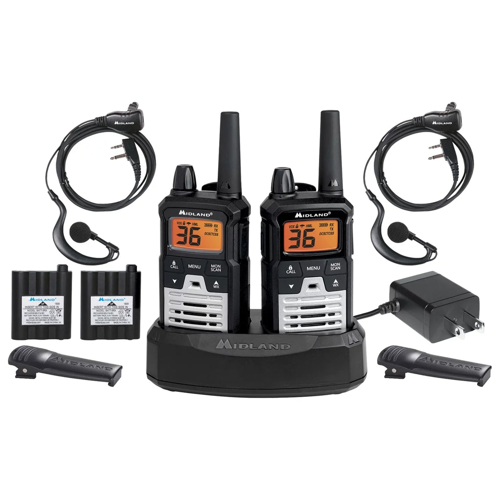 and NOAA GMRS Walkie Alert + with Codes Two Radio Midland Long Talkie Way Range - 121 Privacy T290VP4 Weather X-TALKER Scan