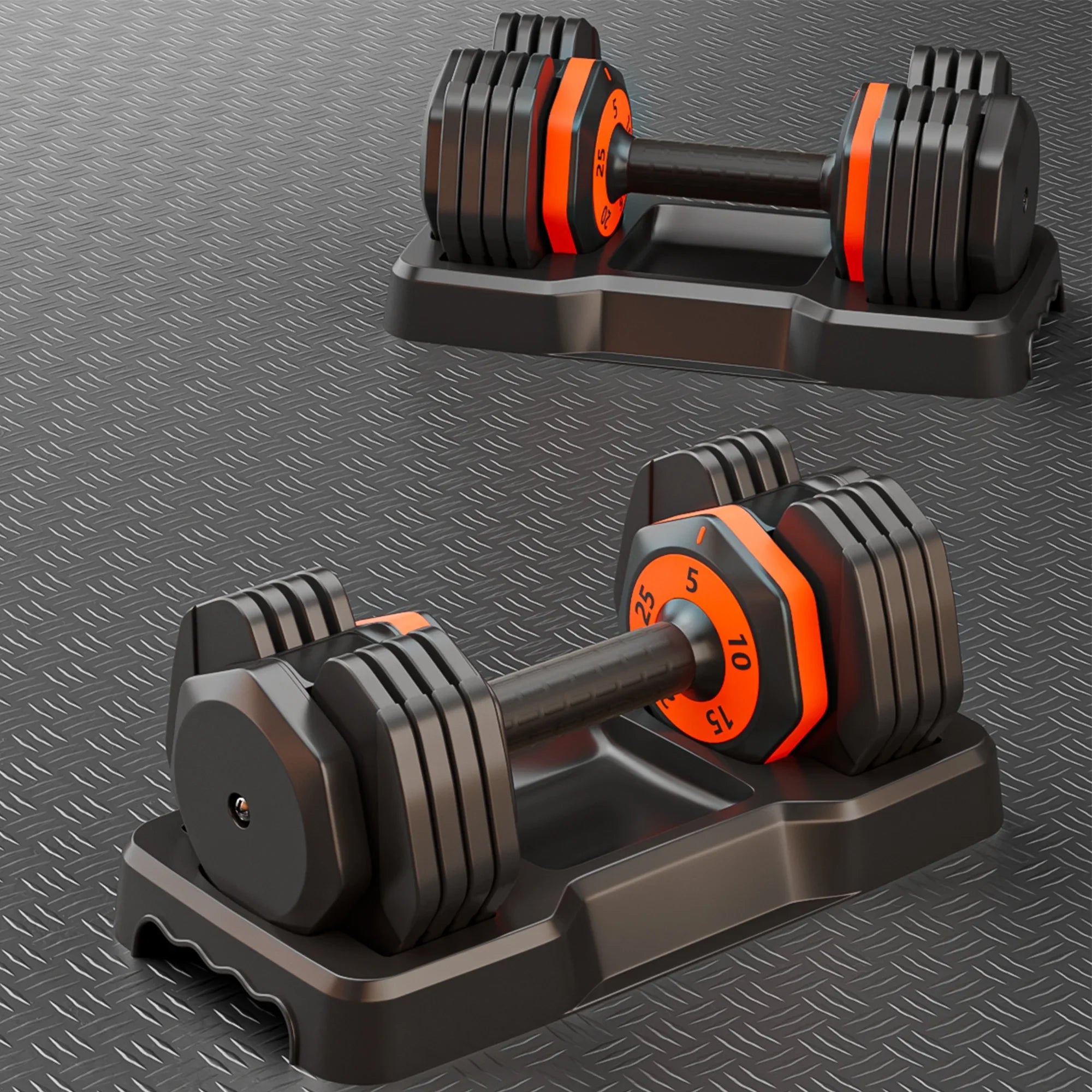 Home Dumbbell Full 5-in-1 Set Handle 25lbs Gym Body Anti-Slip for Adjustable Workouts - Metal