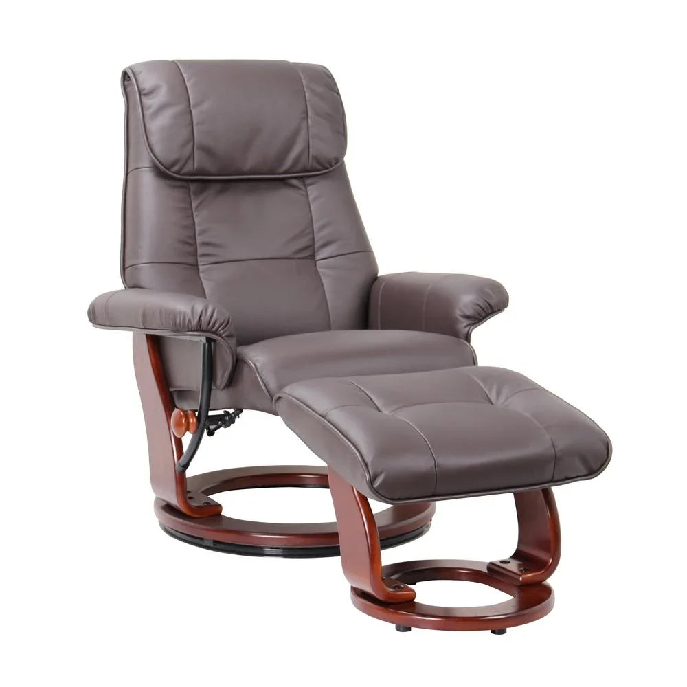 Brown European-styled Scandinavian and ottoman, recliner Kona /