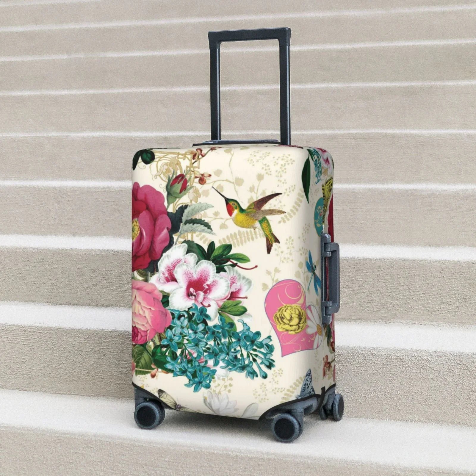 Easygdp inch Protective Rose Cover Luggage Butterfly with Elastic Print Zipper Suitcase 18-32 -Medium and Washable Bird Fits Hidden
