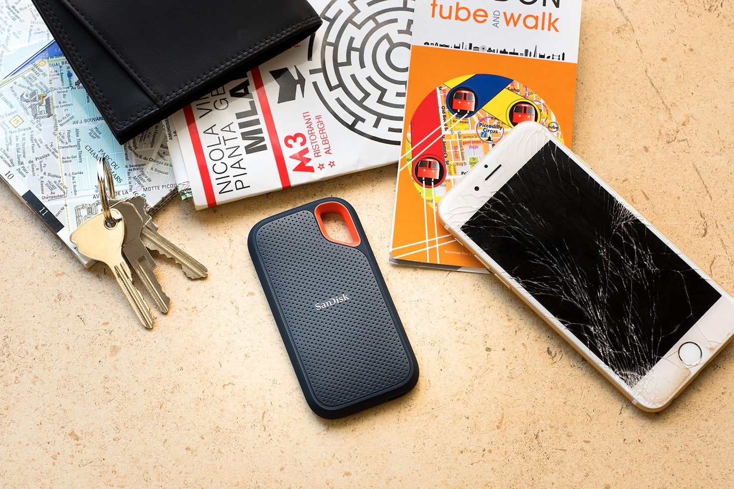 SDSSDE61-1T00-AW25 - USB SanDisk Up - Extreme SSD 3.2 Portable 1TB 1050MB/s USB-C, to 2 Gen - External