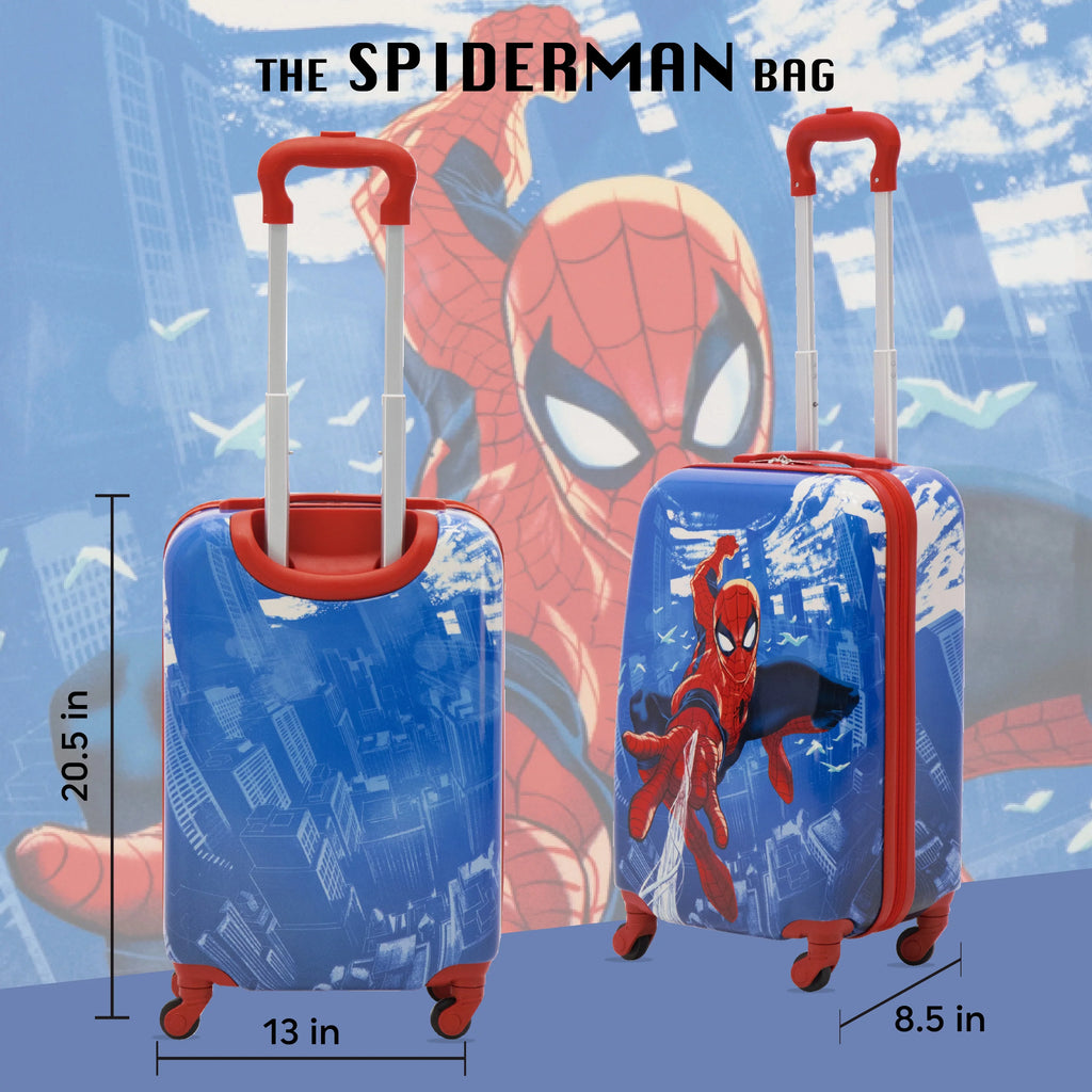 Marvel 21 Luggage, Hardshell On with Kids Inch Spider-Man Carry Suitcase Wheels, Blue Rolling