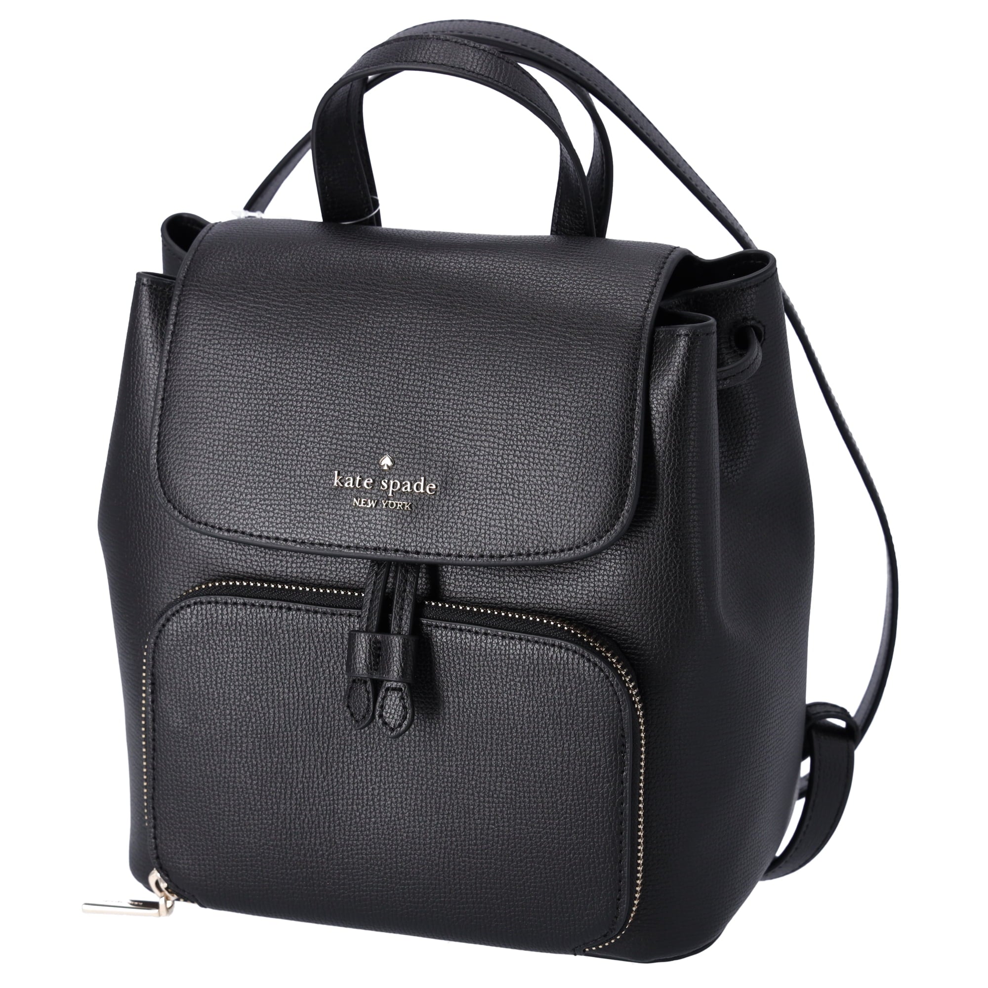 Backpack Kristi Grain Spade Kate Black Drawstring Flap Leather Refined Medium