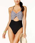 Swimsuit Hula One-Piece (Black/White, XS) Honey Womenâs Cutout