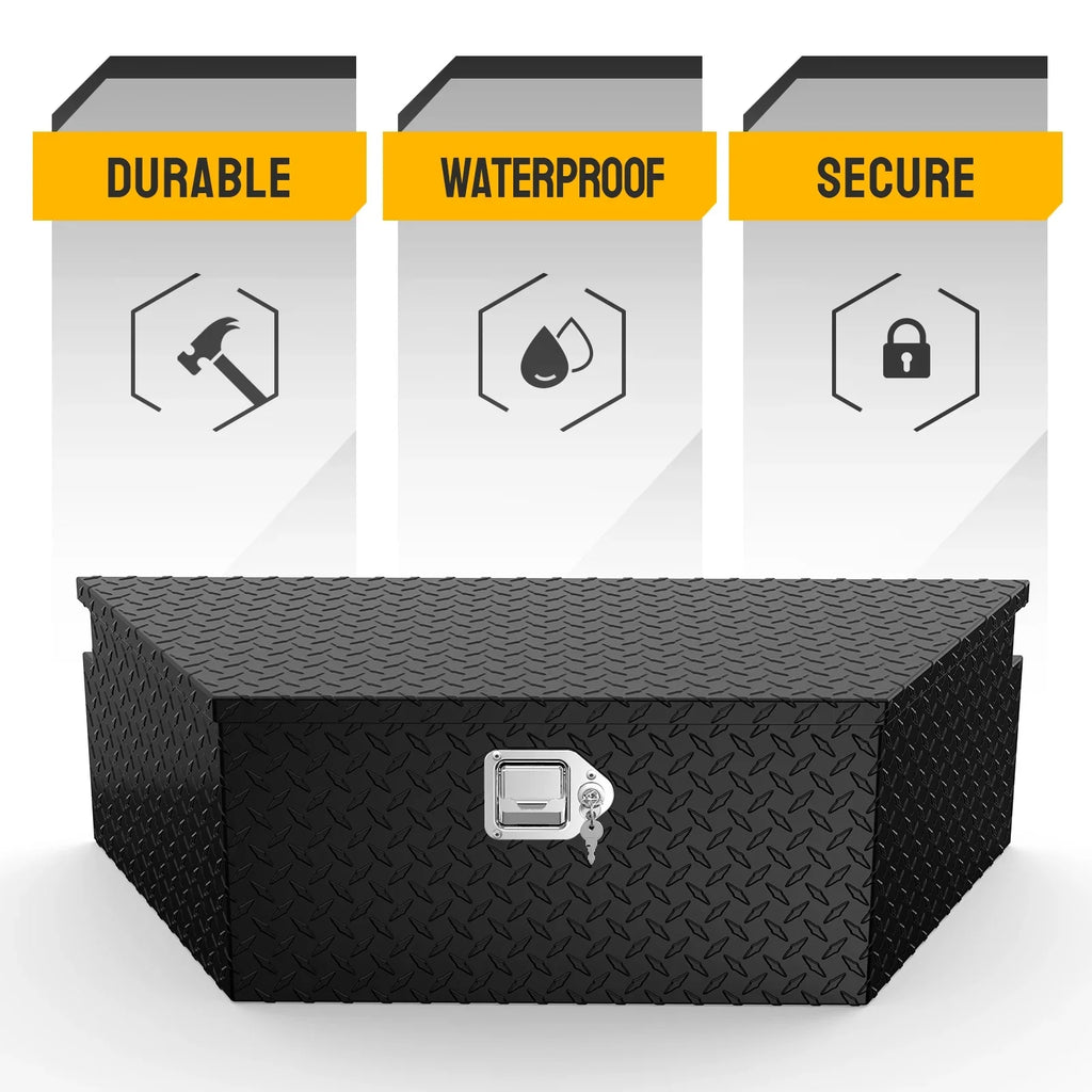 Keys, Trailer Tongue Trailer, 39 Box Inch Bed, Diamond for Organizer TUFFIOM Storage Toolbox Pickup Truck Aluminum RV, Plate with Black Tool Truck ATV, & Lock