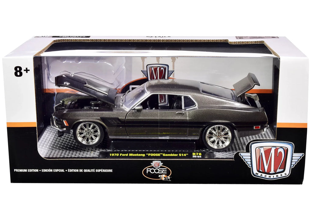 pcs Stripes 514 1/24 Racing Gambler Machines with Black "Foose" Green Ford by Diecast Model Ed Metallic 6880 Car Ltd British 1970 Mustang M2 Jaguar