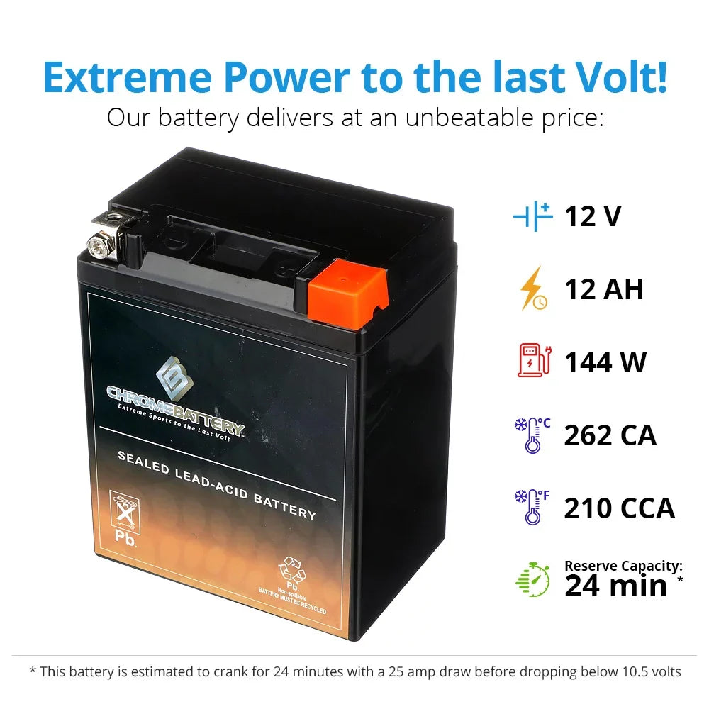 Ytx14Ahl-Bs Cat Arctic All All 300Cc Models Years For Battery Atv Battery Chrome