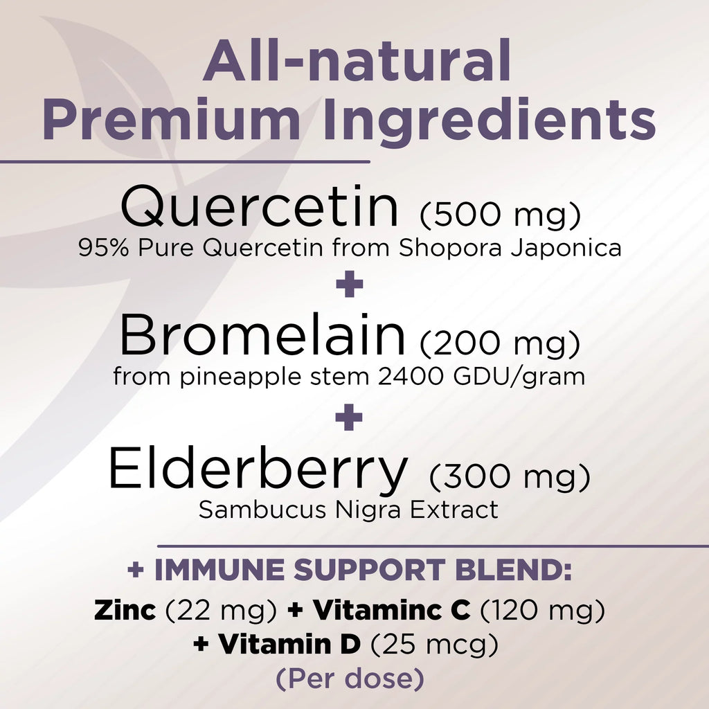 1 Vitamin - - USA Bromelain with Daily - and D3 - - Gluten-Free 6 with Quercetin Zinc 4 - Supply Immune 500mg Quercetin - Quercetin Quercetin - Zinc Support, in C Months Non-GMO, Elderberry Vitamin