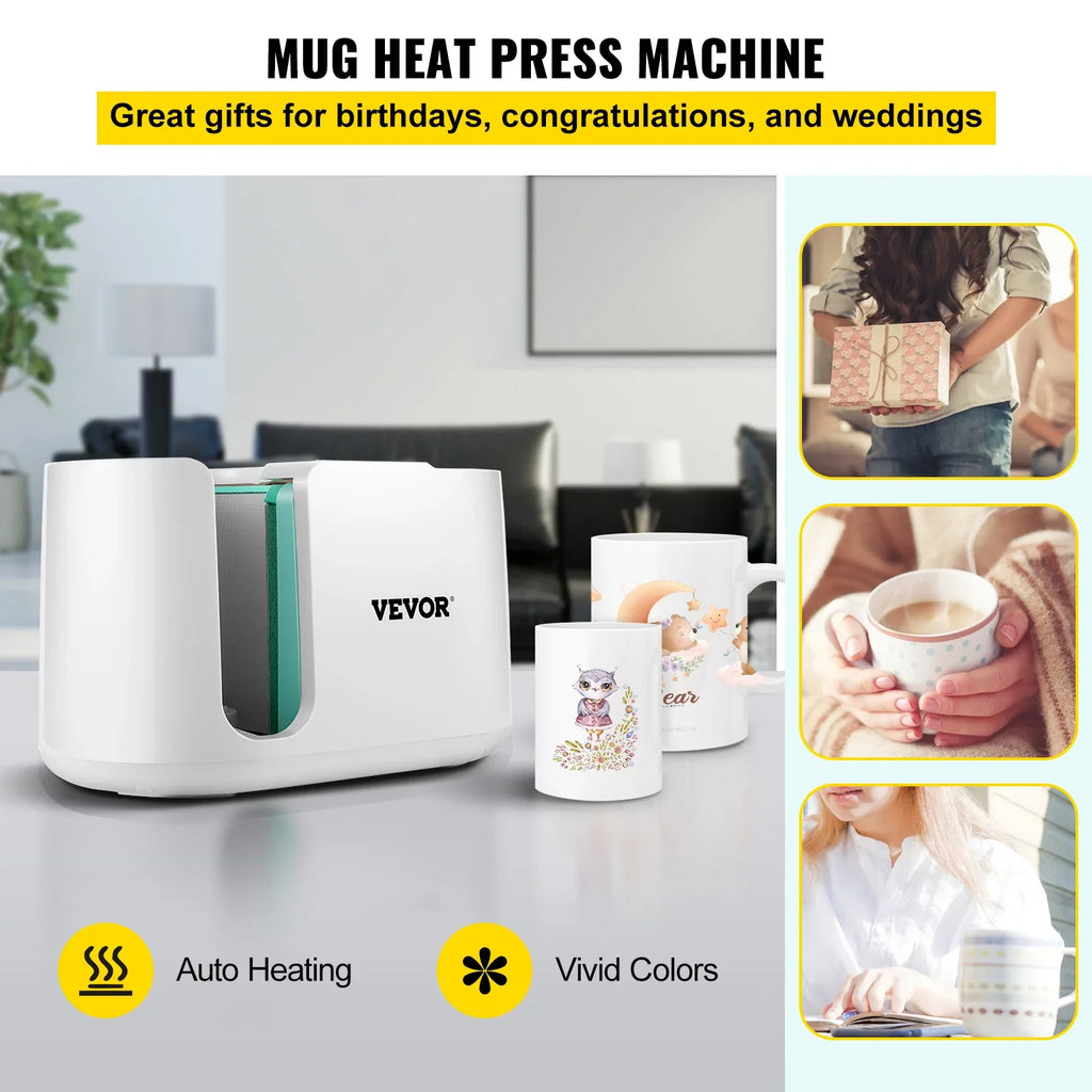 Cup Pro Machine DIY Transfer Press Presents with Coffee Friends Sublimation Printing Machine, Easy Gi 11-15oz, Press One-touch Automatic Mug Portable Press as VEVOR Presser Mug Mug Button, Heat Family