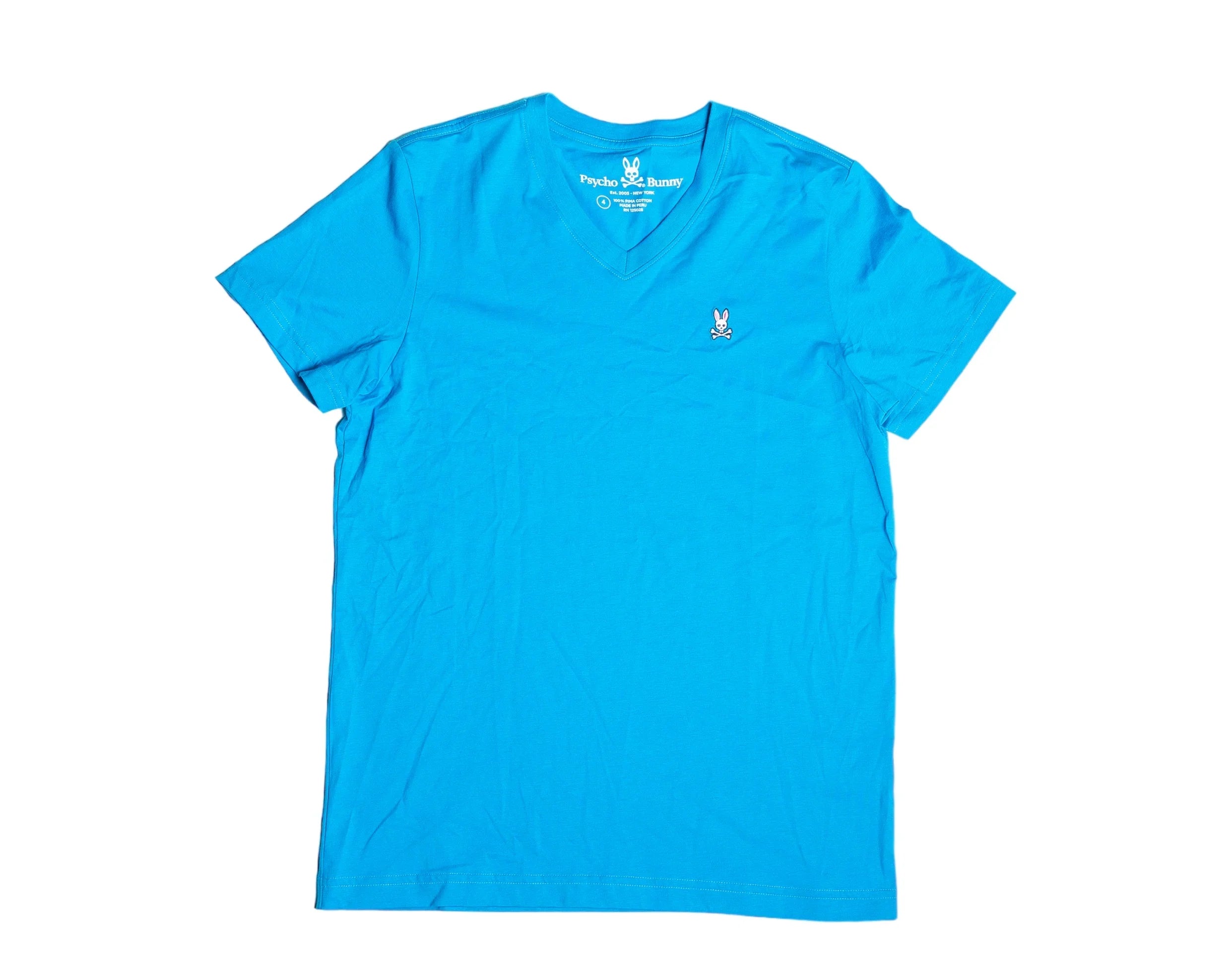 Men's BlueS V-Neck Classic Psycho BunnyPsycho ShirtAtlantic Tee Bunny