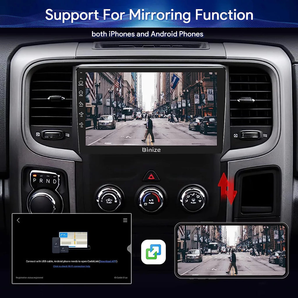 in-Dash 2500 3500 Dodge Camera/DSP/SWC/BT/WiFi/2+32GB Auto/AM/FM/Backup with Double for Din Stereo 2013-2018, CarPlay/Android Car GPS Radio Unit 9" Android Ram 1500 Wireless Navigation Binize 12